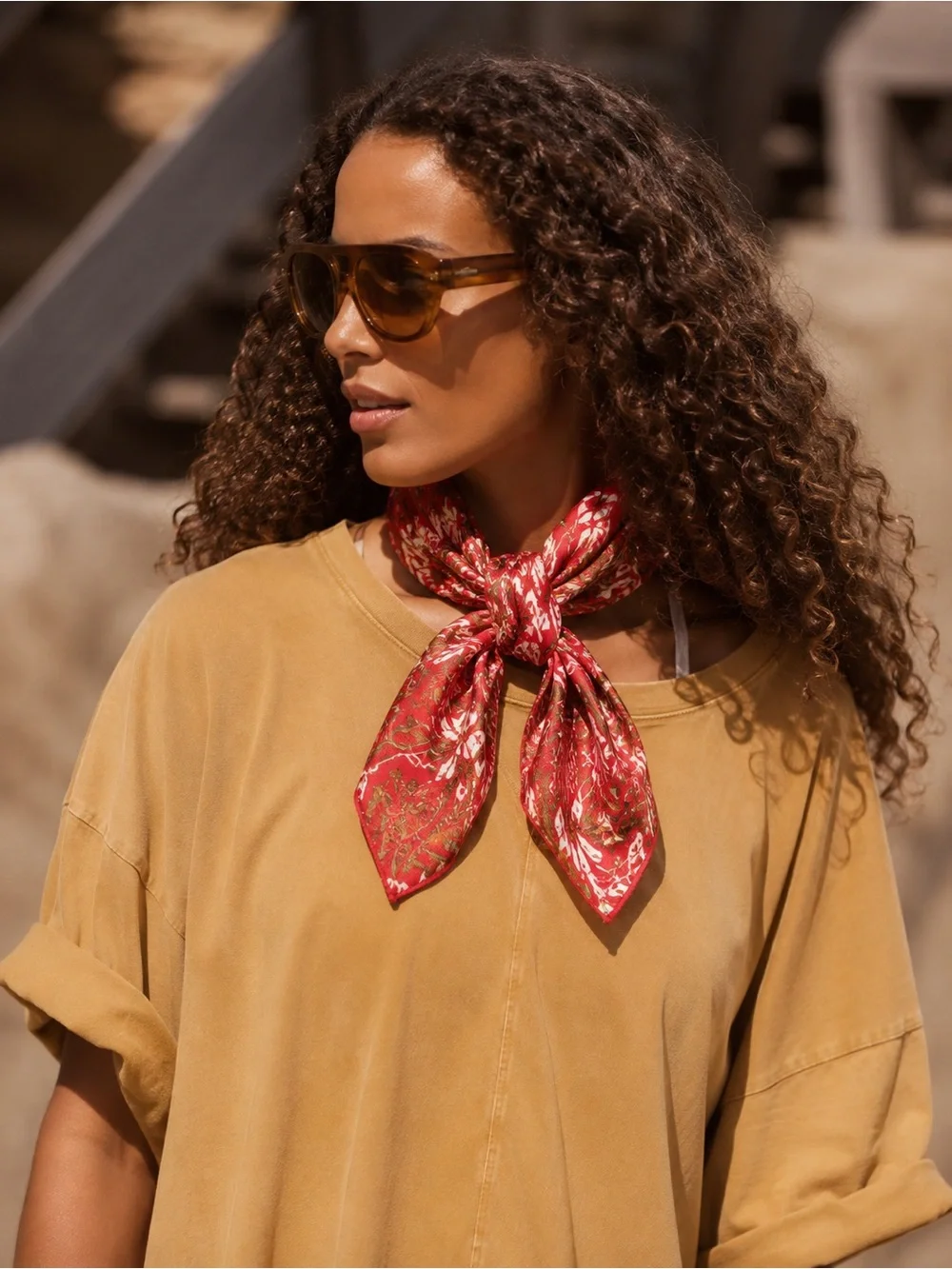 Red Silk Western Cowboy “Wild Rag” Scarf - Women Accessories